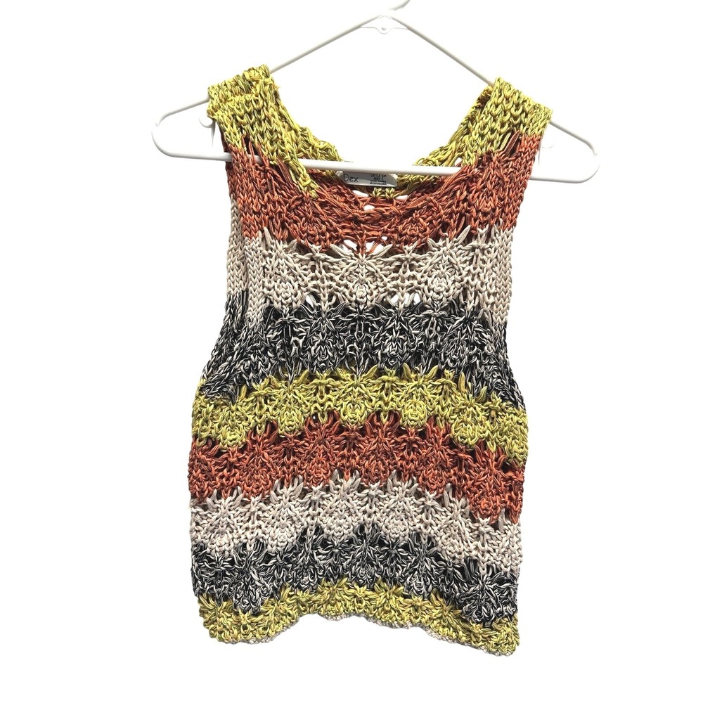 Dex Multicolor Crochet Knit Tank Top S – Y2K Boho Festival Fairygrunge